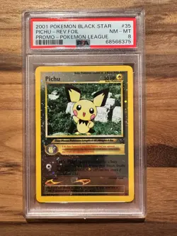 Pokemon Black Star Pichu REV FOIL Pokemon League Promo PSA 8 # 68566375 - Image 3