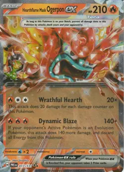 POKEMON - HEARTHFLAME MASK OGERPON EX - 017/131 - PRISMATIC EVOLUTIONS - EX - NM - Image 1