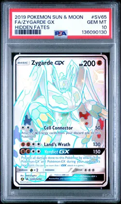 2019 POKEMON SUN & MOON HIDDEN FATES #SV65 FULL ART/ZYGARDE GX PSA 10 - Image 1