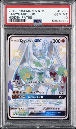 2019 POKEMON SUN & MOON HIDDEN FATES #SV65 FULL ART/ZYGARDE GX PSA 10 - Image 1