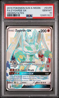 2019 POKEMON SUN & MOON HIDDEN FATES #SV65 FULL ART/ZYGARDE GX PSA 10 - Image 1