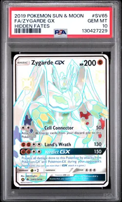 2019 POKEMON SUN & MOON HIDDEN FATES #SV65 FULL ART/ZYGARDE GX PSA 10 - Image 1