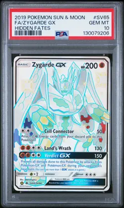 2019 POKEMON SUN & MOON HIDDEN FATES #SV65 FULL ART/ZYGARDE GX PSA 10 - Image 1