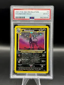 PSA 4 Houndoom Holo 08/64 Pokemon Neo Revelation 2001 Vintage ENGLISH - Image 1