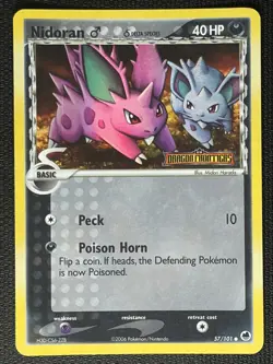 Nidoran 57/101 EX Dragon Frontiers Stamped Reverse Holo Pokemon Card NM - Image 1
