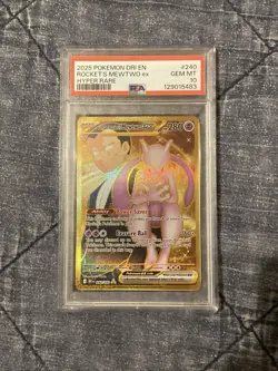 2025 POKEMON DRI EN ROCKET’S MEWTWO ex HYPER RARE GEM MT 10 #240/182 PSA 10 - Image 1