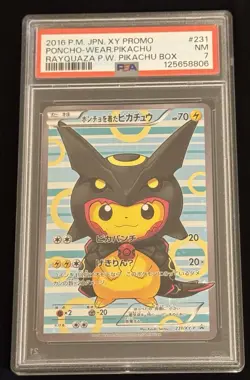 Pokemon Poncho-Wearing Pikachu Rayquaza Japanese Full Art Promo 231/XY-P PSA 7 - Image 1