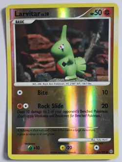 REVERSE HOLO Larvitar 63/100 LP - Yuka Morii Clay Art - Stormfront Pokemon Card - Image 1