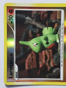 REVERSE HOLO Larvitar 63/100 LP - Yuka Morii Clay Art - Stormfront Pokemon Card - Image 2