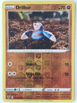 REVERSE HOLO Drilbur 091/185 NM - Yuka Morii Clay Vivid Voltage Pokemon Card - Image 1
