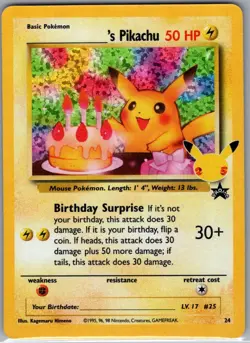 Birthday Pikachu 24 Celebrations: Classic Collection - Pokemon Card - NM - Image 1