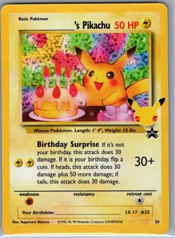 Birthday Pikachu 24 Celebrations: Classic Collection - Pokemon Card - NM - Image 1