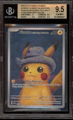 Pokemon Pikachu with Grey Felt Hat Van Gogh Full Art Promo SVP EN 085 BGS 9.5 - Image 1