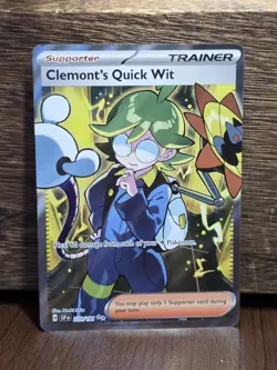 Pokemon TCG Clemont's Quick Wit 229/191 Sv08: Surging Sparks Holo NM - Image 1