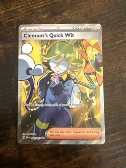 Pokemon TCG Clemont's Quick Wit 229/191 SV08: Surging Sparks Holo Ultra Rare NM - Image 1