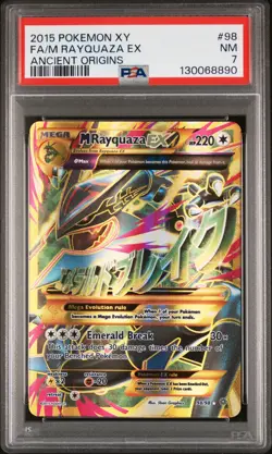 2015 POKEMON XY ANCIENT ORIGINS #98 FULL ART/M RAYQUAZA EX PSA 7 - Image 1