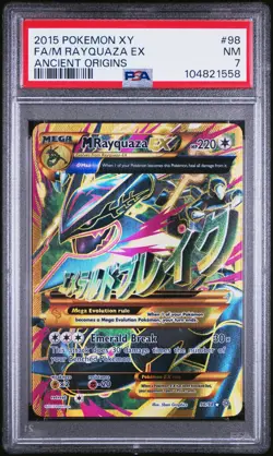 2015 POKEMON XY ANCIENT ORIGINS #98 FULL ART/M RAYQUAZA EX PSA 7 - Image 1