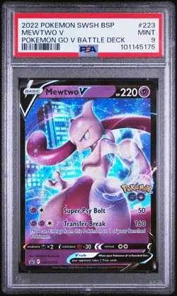 2022 POKEMON SWSH BLACK STAR PROMO POKEMON GO V BATTLE DECK #223 MEWTWO V PSA 9 - Image 1