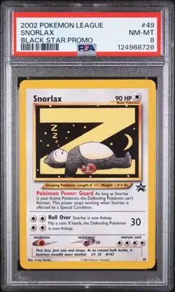 PSA 8 Pokemon League Black Star Promo #49 Snorlax 2002 - Image 1