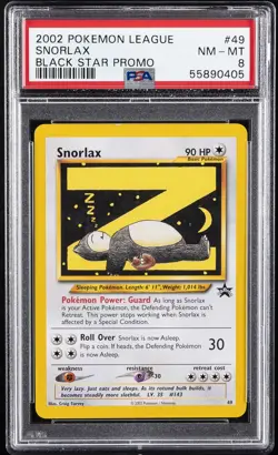2002 POKEMON LEAGUE PROMO BLACK STAR #49 SNORLAX PSA 8 - Image 1