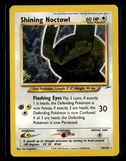 Pokemon TCG Neo Destiny Shining Noctowl Holo Rare Card 110/105 - Image 1
