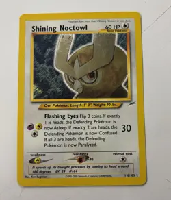 Pokemon TCG Neo Destiny Shining Noctowl Holo Rare Card 110/105 - Image 1