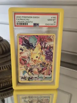 Pokemon Pikachu Holo Full Art Secret Rare Card Crown Zenith 160/159 PSA 10 - Image 1