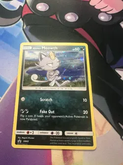 Pokemon TCG Alolan Meowth SM43 Black Star Promo Sun & Moon Pokemon - Image 1