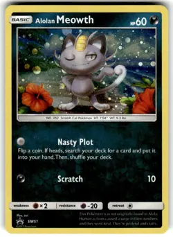 Pokemon TCG Alolan Meowth - SM51 SM Black Star Promo SM51 Holo Promo #SM51 NM - Image 1