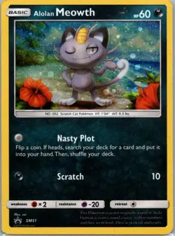Pokemon TCG Alolan Meowth SM51 SM Black Star Promos Holo MP - Image 1