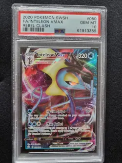 Pokemon TCG Inteleon VMAX Rebel Clash 050/192 Holo Ultra Rare, Psa 10 - Image 1