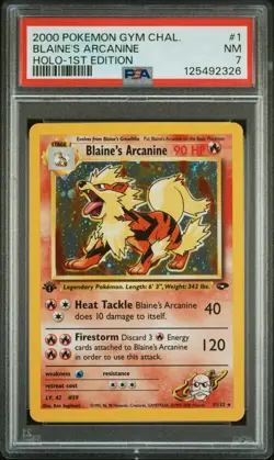 Blaine'S Arcanine 2000 Pokemon Gym Challenge #1 Holo-1st Edition PSA 7 - Image 1