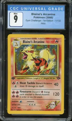 2000 Pokemon Gym Challenge #1 Blaine's Arcanine Holo 1st Edition CGC 9 - Image 1