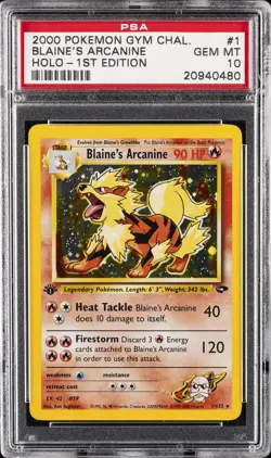 2000 POKEMON GYM CHALLENGE HOLO-1ST ED #1 BLAINE'S ARCANINE PSA 10 - Image 1