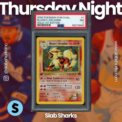2000 POKEMON GYM CHALLENGE 1ST EDITION #1/132 BLAINE'S ARCANINE HOLO PSA 7 - Image 1