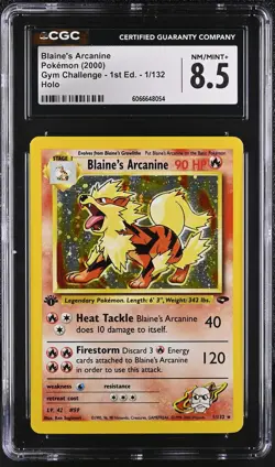 CGC 8.5 Blaine's Arcanine Gym Challenge 1st Edition 1/132 Holo Pokemon Card - Image 1