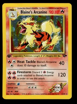 2000 WOTC POKEMON GYM CHALLENGE 1ST EDITION BLAINE'S ARCANINE 1/132 HOLO RARE NM - Image 1