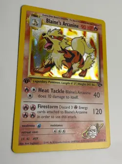 2000 WOTC POKEMON GYM CHALLENGE 1ST EDITION BLAINE'S ARCANINE 1/132 HOLO RARE NM - Image 4