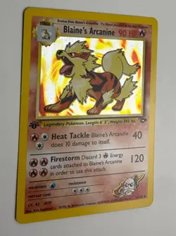 2000 WOTC POKEMON GYM CHALLENGE 1ST EDITION BLAINE'S ARCANINE 1/132 HOLO RARE NM - Image 5