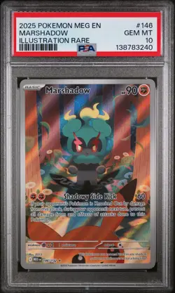 2025 Pokemon MEG Mega evolution Marshadow PSA 10 Gem Mint 146 IR - Image 1