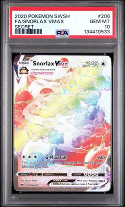 2020 Pokemon Sword And Shield Snorlax VMax Full Art Secret PSA 10 - Image 1
