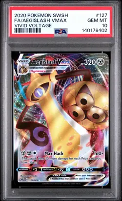 2020 POKEMON SWORD & SHIELD VIVID VOLTAGE #127 FULL ART/AEGISLASH VMAX PSA 10 - Image 1