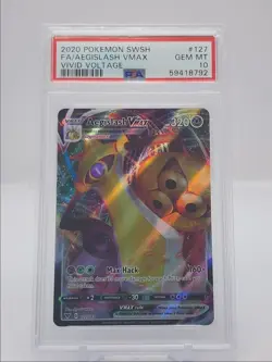 AEGISLASH VMAX 2020 POKEMON SWSH VIVID VOLTAGE RARE 127/185 PSA 10 Q5928 - Image 1