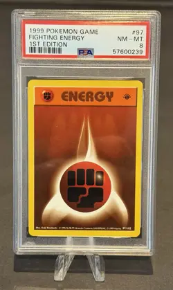 1999 Pokemon Game Base 1st Edition English Card-PSA 8 - Fighting Energy #97/102 - Image 1