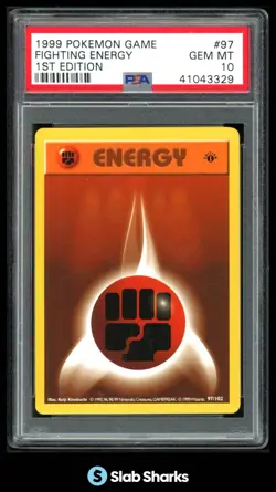1999 POKEMON BASE SET 1ST EDITION #97/102 FIGHTING ENERGY PSA 10 - Image 1