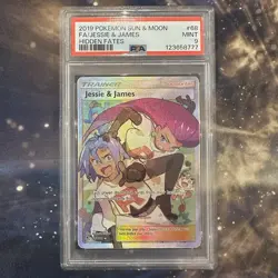 Jessie and James 68/68 Full Art Trainer Pokemon Hidden Fates Team Rocket PSA 9 - Image 1