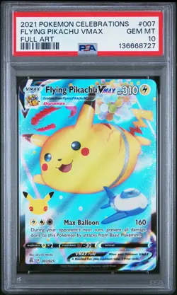 2021 POKEMON CELEBRATIONS #007 FULL ART/FLYING PIKACHU VMAX PSA 10 - Image 1