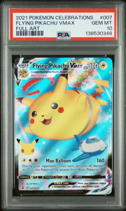 2021 POKEMON CELEBRATIONS #007 FULL ART/FLYING PIKACHU VMAX PSA 10 - Image 1