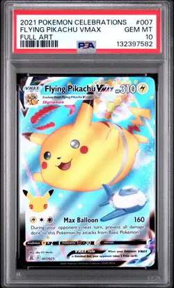 2021 POKEMON CELEBRATIONS #007 FULL ART/FLYING PIKACHU VMAX PSA 10 - Image 1