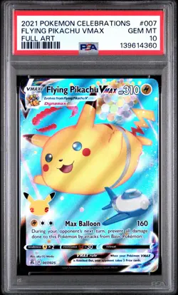 2021 POKEMON CELEBRATIONS #007 FULL ART/FLYING PIKACHU VMAX PSA 10 - Image 1